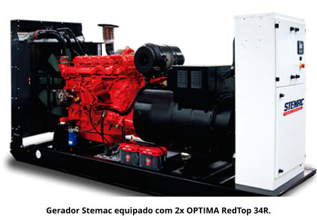Gerador Stemac equipado com 2x OPTIMA RedTop 34R.